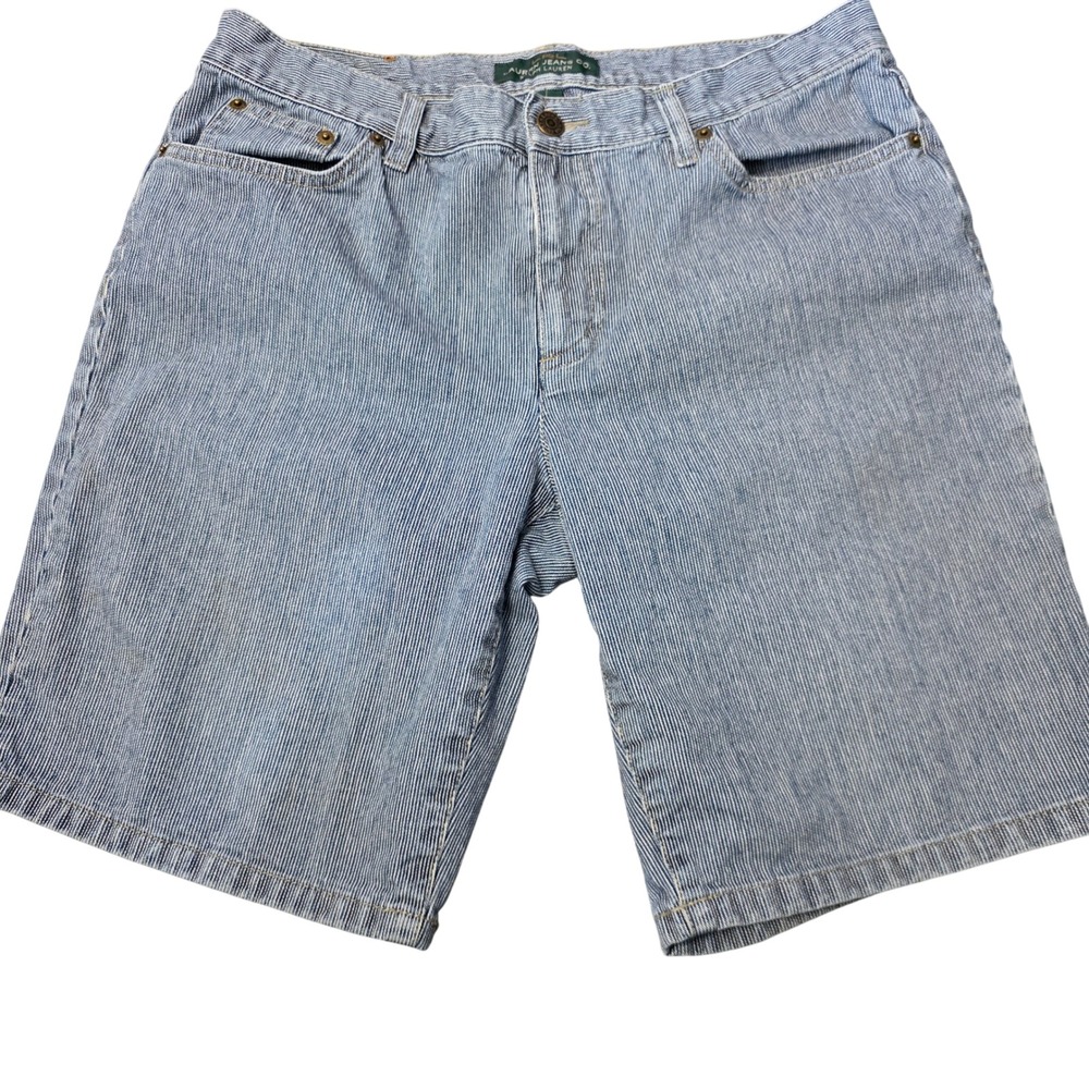 Lauren Ralph Lauren Hickory Stripe Denim Shorts Blue White Womens 8 Bermuda